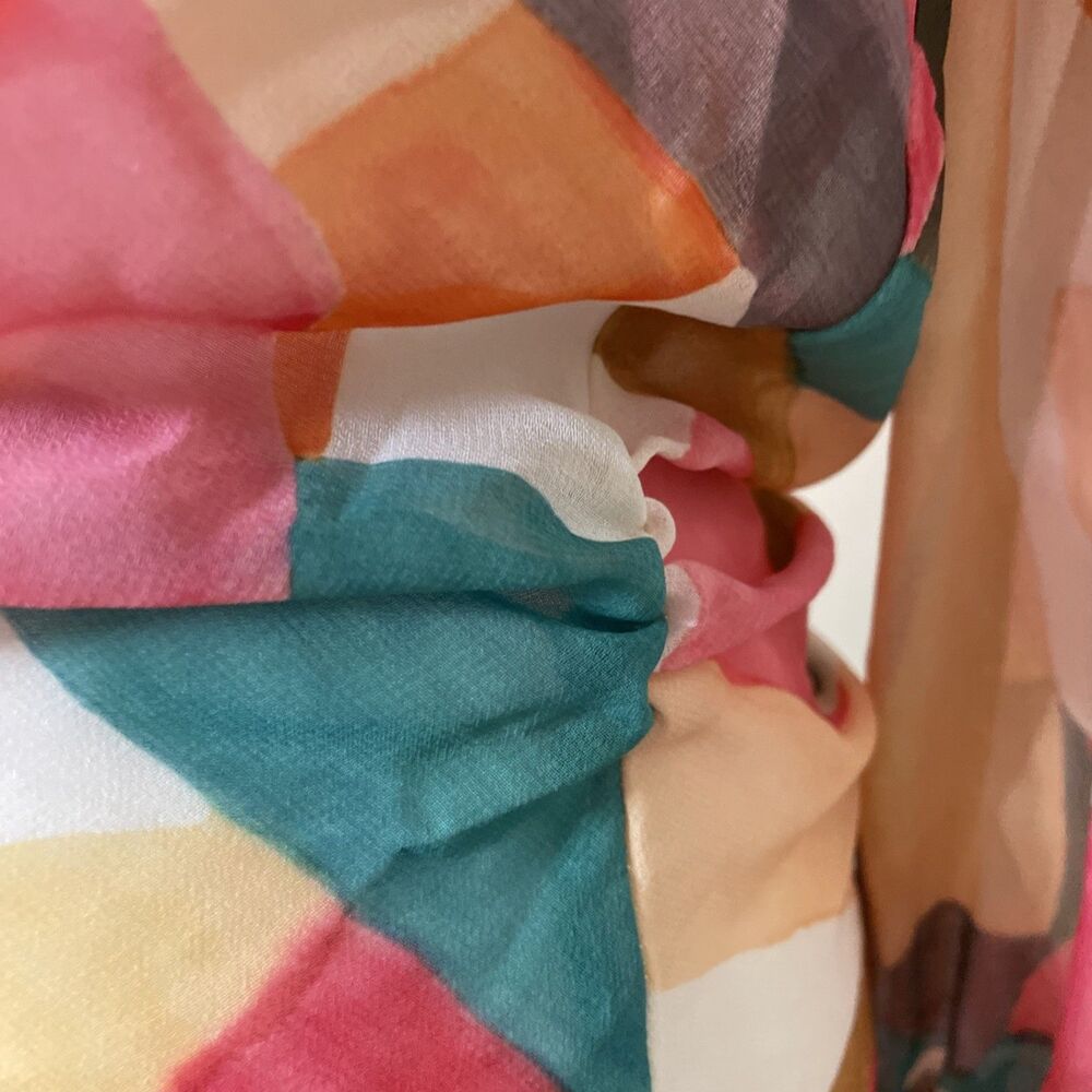 ZARA Top Harlequin Blouse Drape Neck Chiffon Multicolor Womens Size Medium - Picture 4 of 8